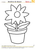 Mod&#xE8;le de dessin - Fleurs dans pot
