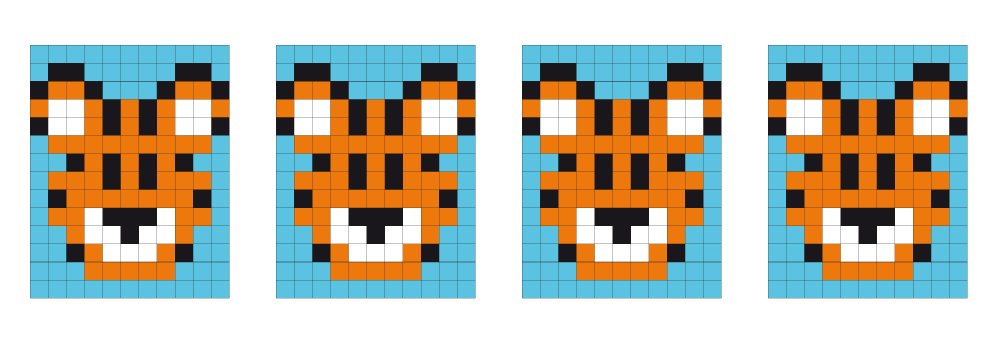Mod&#xE8;le pour m&#xE9;daillon Pixel - Tigre
