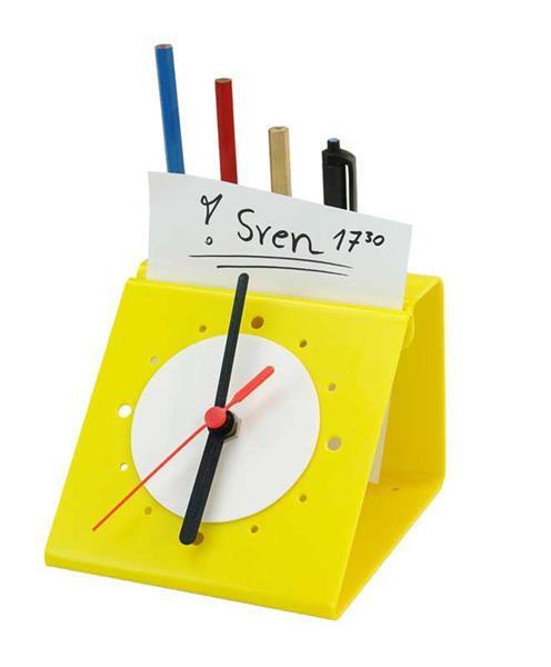 Porte-crayon avec montre en plexiglas