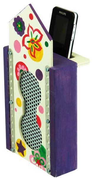 MP3 Sound Box stereo met houten deksel