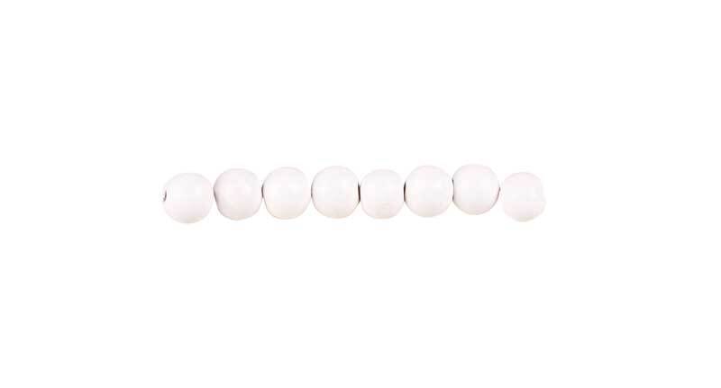 Perles en bois &#xD8; 6 mm - 125 pces, blanc