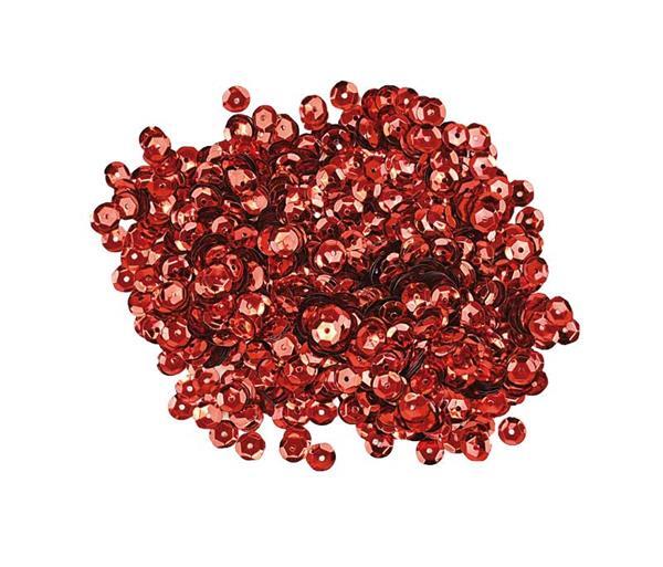 Sequins - 10 g, Ø 6 mm, rouge