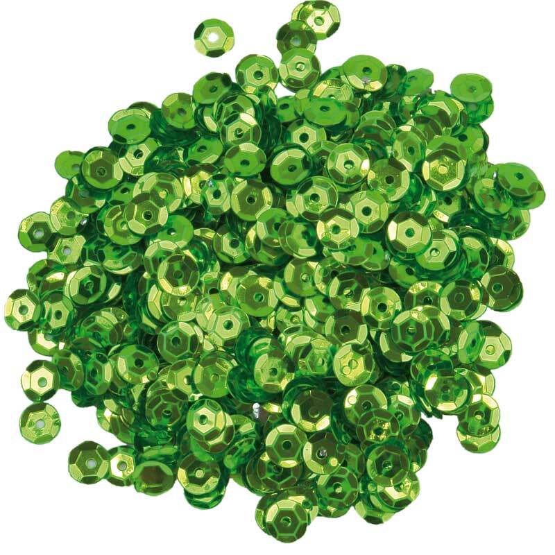 Sequins - 10 g, Ø 6 mm, vert