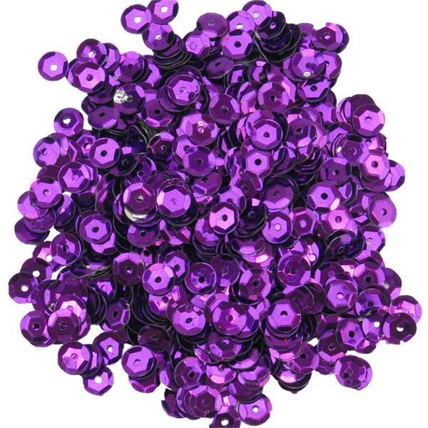 Sequins - 10 g, Ø 6 mm, violet