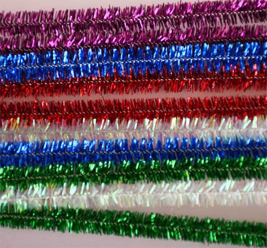 Chenilledraad glitter - 10 stuks, &#xD8; 8 mm, 50 cm