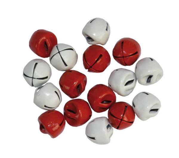 Grelots - 16 pces, Ø 8 mm, rouge et blanc