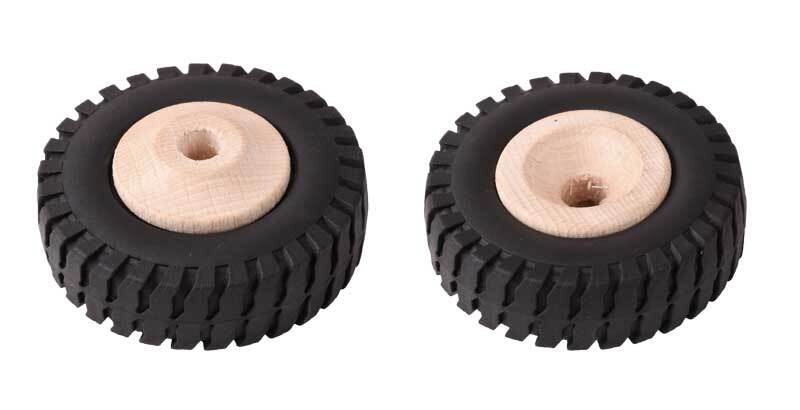 Roue en bois pneu caoutchouc- trou 8,5 mm, Ø 64 mm