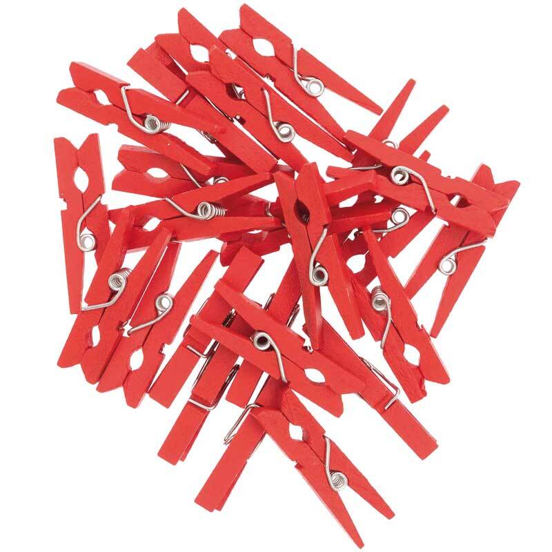 Wasknijpers klein, 30 mm, 25 stuks, rood