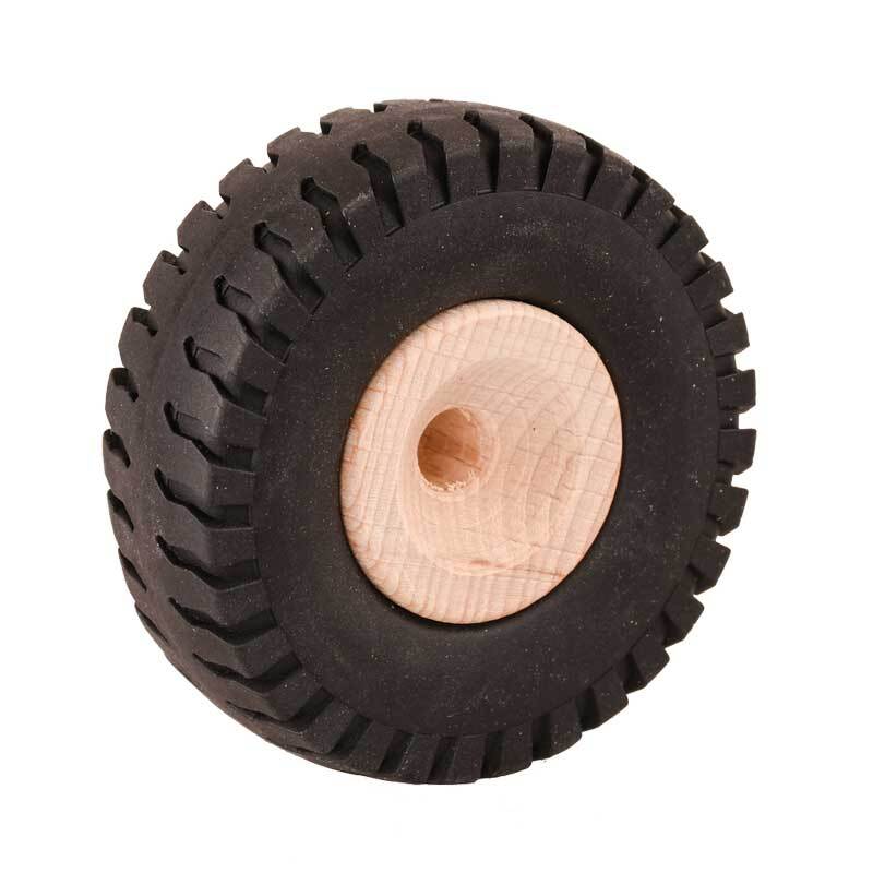 Roue en bois pneu caoutchouc- trou 8,5 mm, &#xD8; 72 mm