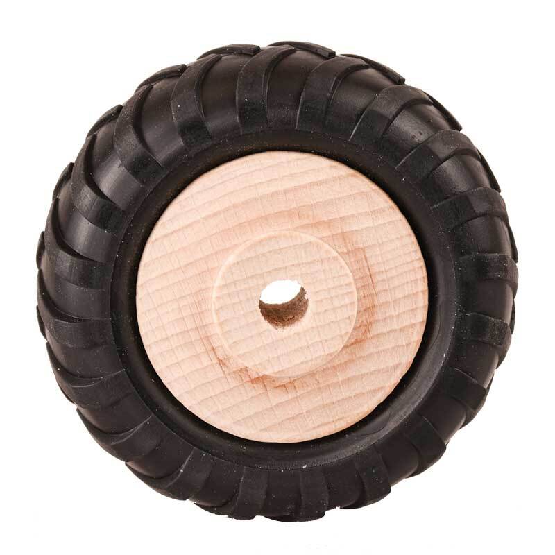 Roue en bois pneu caoutchouc- trou 8,5 mm, Ø 80 mm