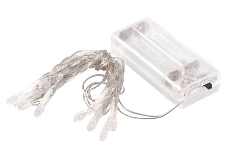 Guirlande transparente, avec 10 ampoules/piles