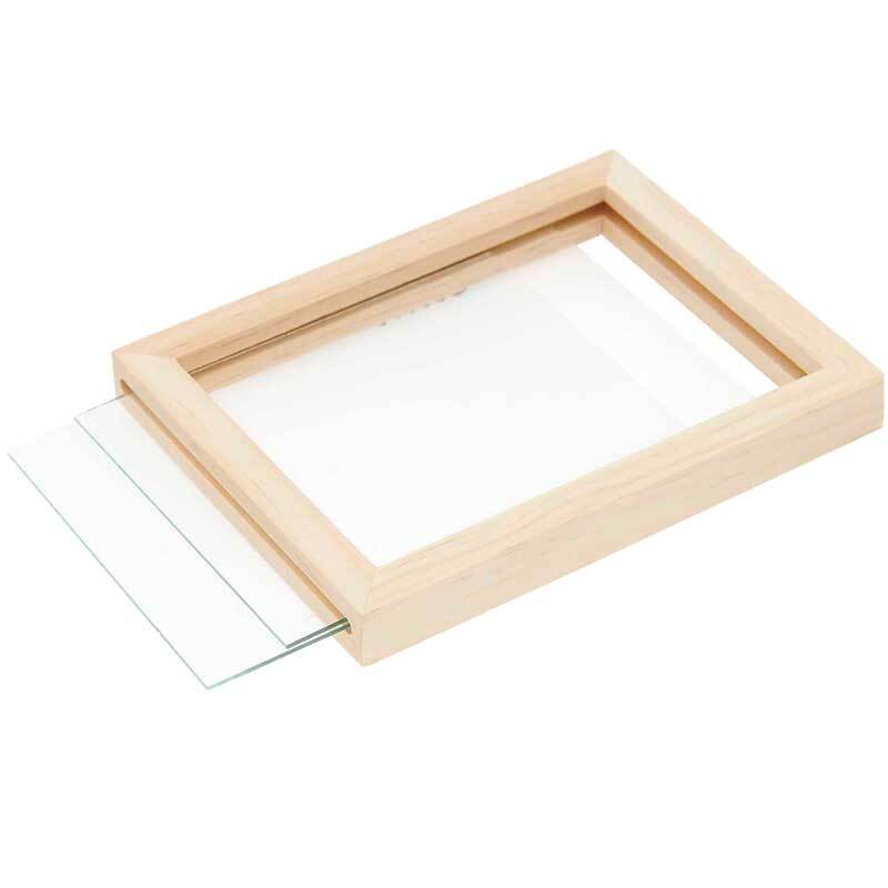 Houten frame met glazen inzet - 13 x 18 x 1,5 cm
