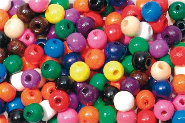 Perles en bois multicolores - 250 pces, Ø 5 mm