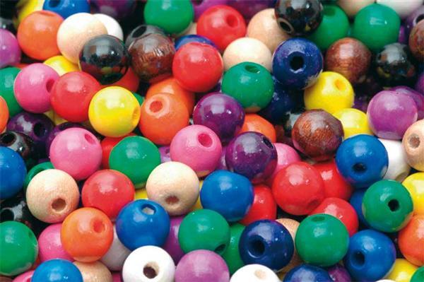Perles en bois multicolores - 200 pces, &#xD8; 8 mm