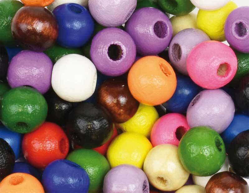Perles en bois multicolores - 150 pces, Ø 10 mm
