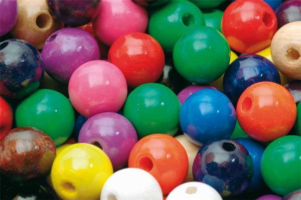 Perles en bois multicolores - 100 pces, Ø 12 mm
