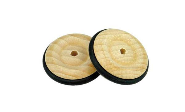 Roues en bois pneu caoutchouc - trou 4 mm, Ø 33 mm