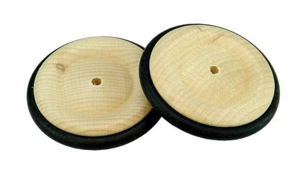 Roues en bois pneu caoutchouc - trou 4 mm, Ø 53 mm