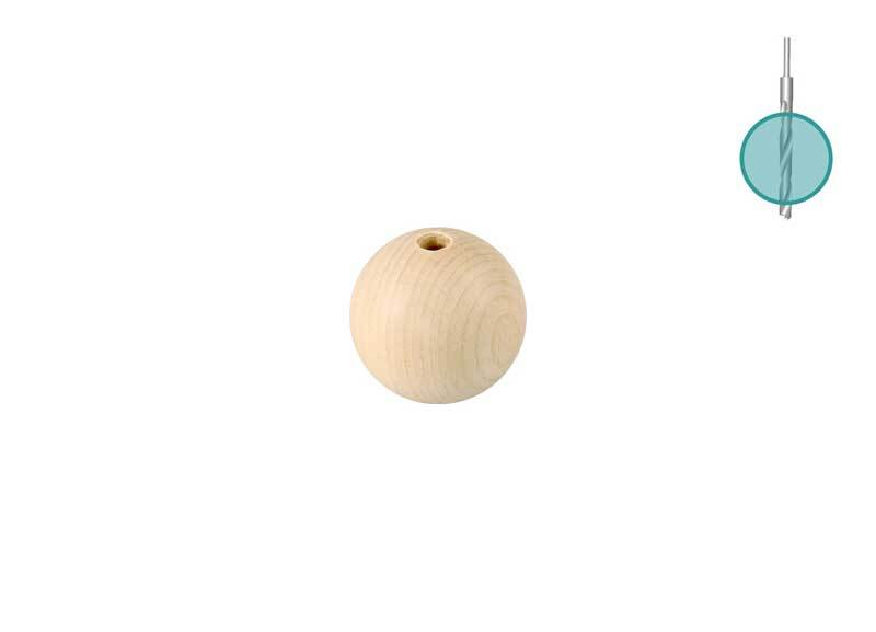 Boules en bois - 50 pces, percées 4 mm, Ø 15 mm