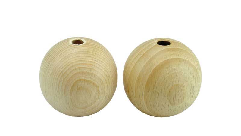 Boules en bois - 25 pces, percées 6 mm, Ø 30 mm