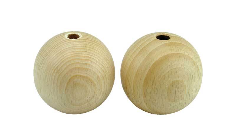 Boules en bois - 25 pces, percées 8 mm, Ø 35 mm