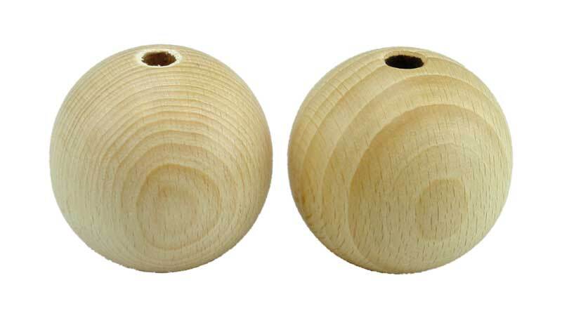 Boules en bois - 10 pces, percées 8 mm, Ø 50 mm