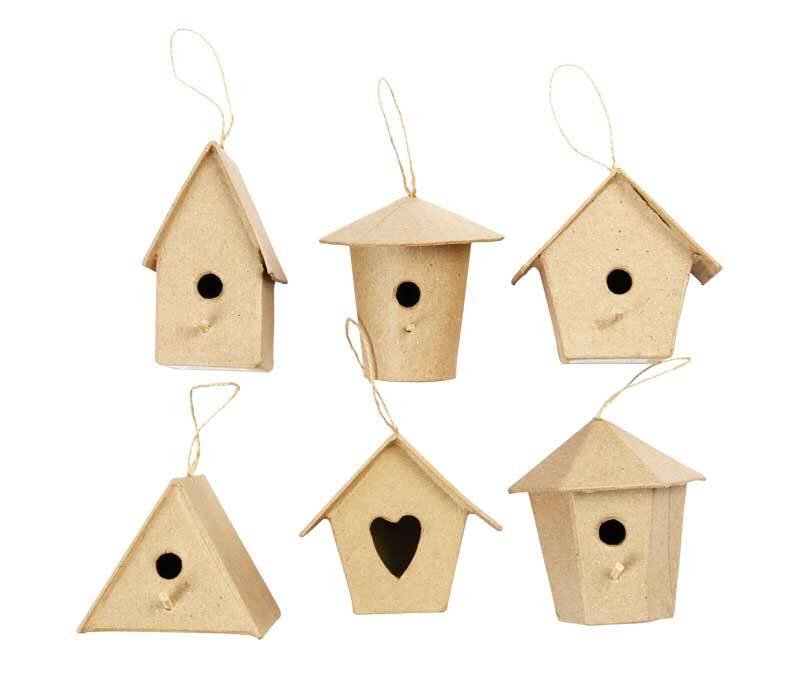 Maisons d&#x27;oiseaux miniatures - 6 pi&#xE8;ces, env. 7 cm