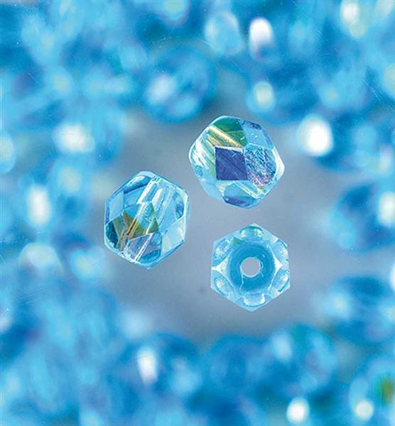 Perles de verre polies &#xD8; 4 mm, aqua