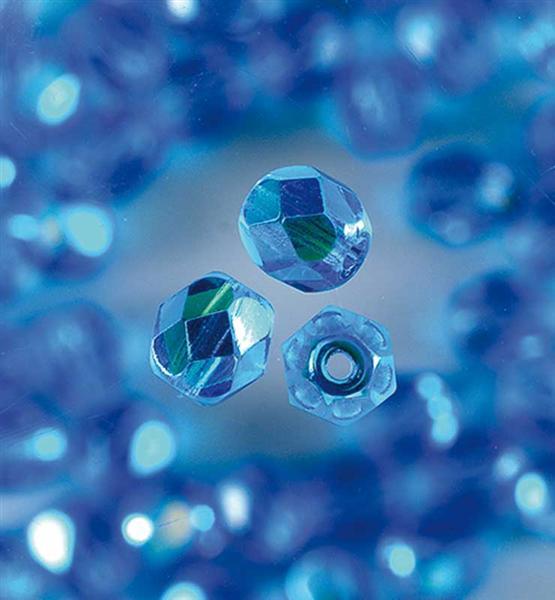 Perles de verre polies &#xD8; 4 mm, aqua fonc&#xE9;