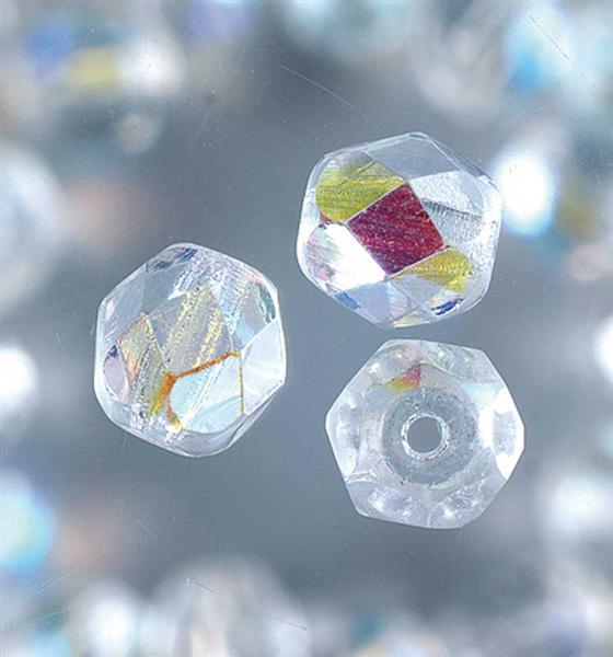 Geslepen glaskralen - &#xD8; 6 mm, kristal