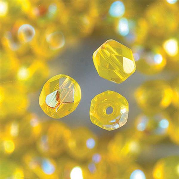Geslepen glaskralen - Ø 6 mm, geel