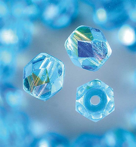 Perles de verre polies &#xD8; 6 mm, aqua