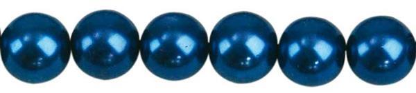Perles de verre cirées - Ø 8 mm, 50 pces, bleu