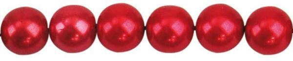 Perles de verre cirées - Ø 8 mm, 50 pces, rouge