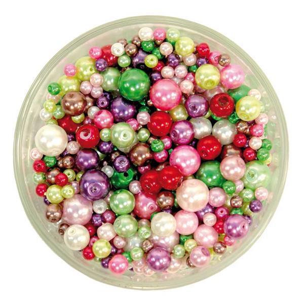 Perles de verre cirées - ton sur ton, multicolore