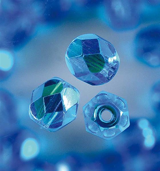 Perles de verre polies &#xD8; 6 mm, aqua fonc&#xE9;