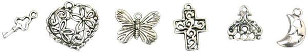 Set de pendentifs - 12 pces, couleur argent&#xE9;e