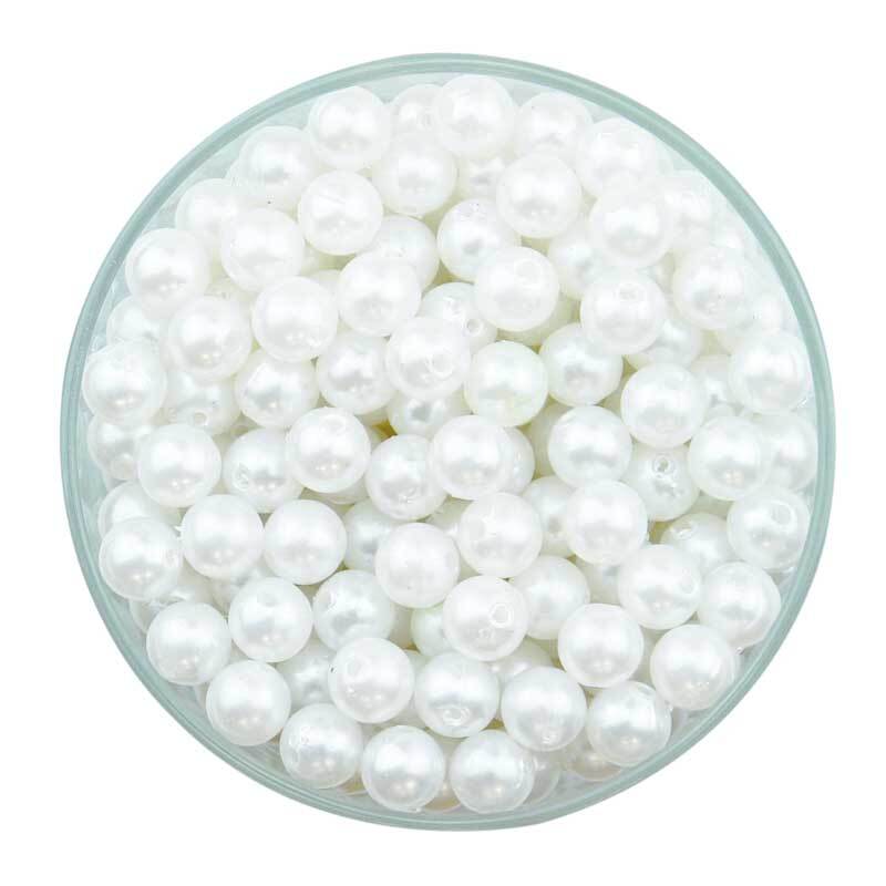 Perles cirées - blanc, env.1500 pces, Ø 8 mm