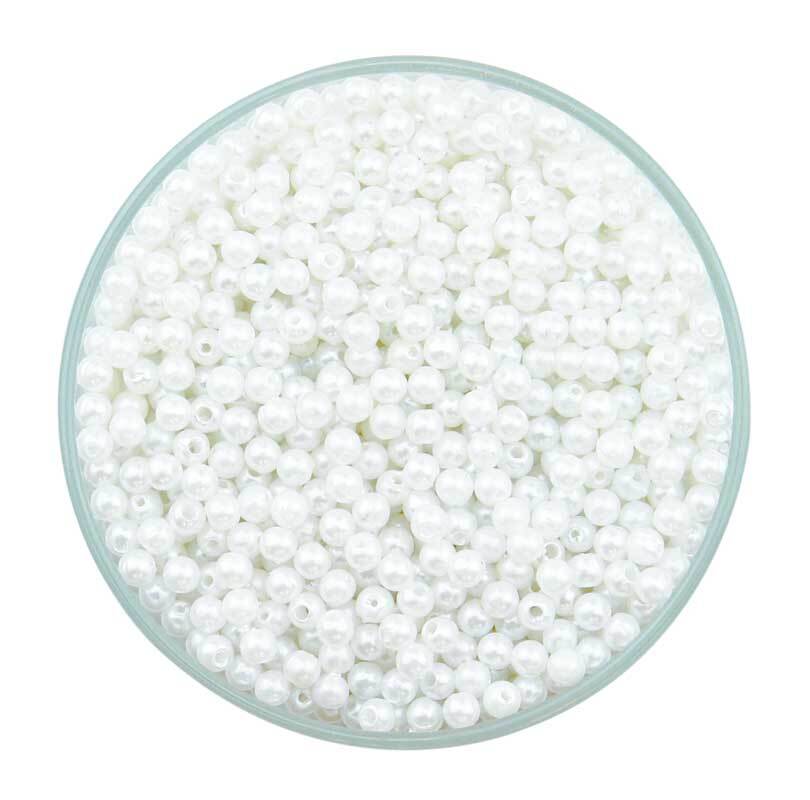 Perles cir&#xE9;es - blanc, env.1500 pces, &#xD8; 4 mm
