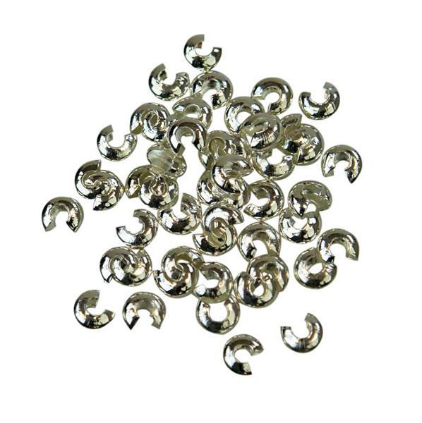 Caches pour perles &#xE0; sertir - 50 pces, argent&#xE9;s