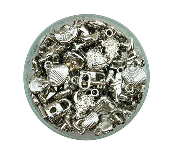 Set pendentifs Charms - 200 pces, argenté