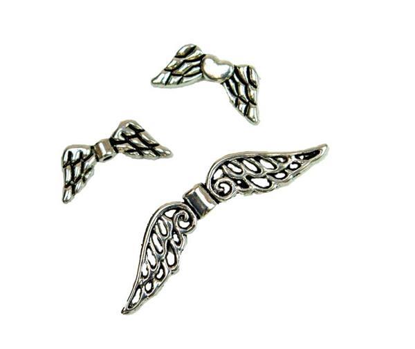Set pendentifs ailes - 12 pces, argent&#xE9;