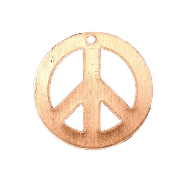 Pendentif cuivre - Peace and Love, Ø 26 mm
