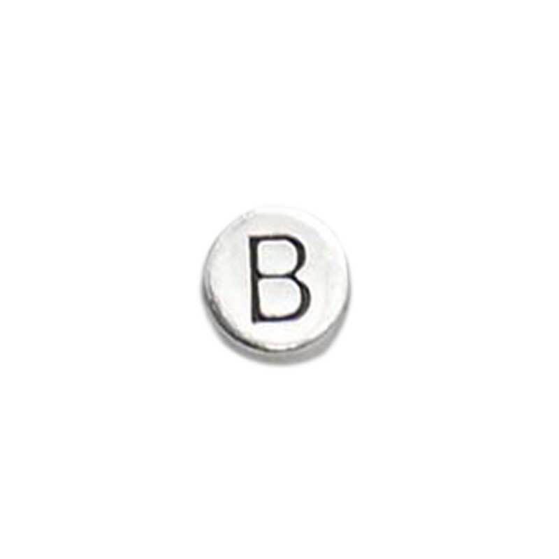 Perle métal alphabet - vieux platine, B