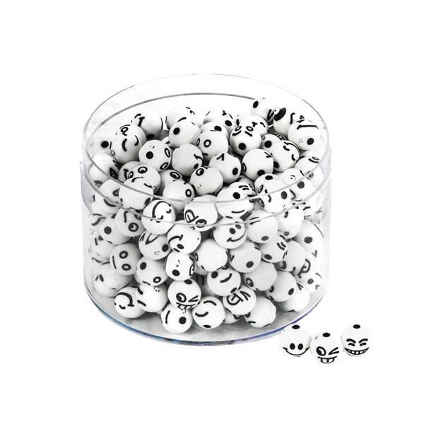 Perles plastiques - Smiley, rond, 60 g