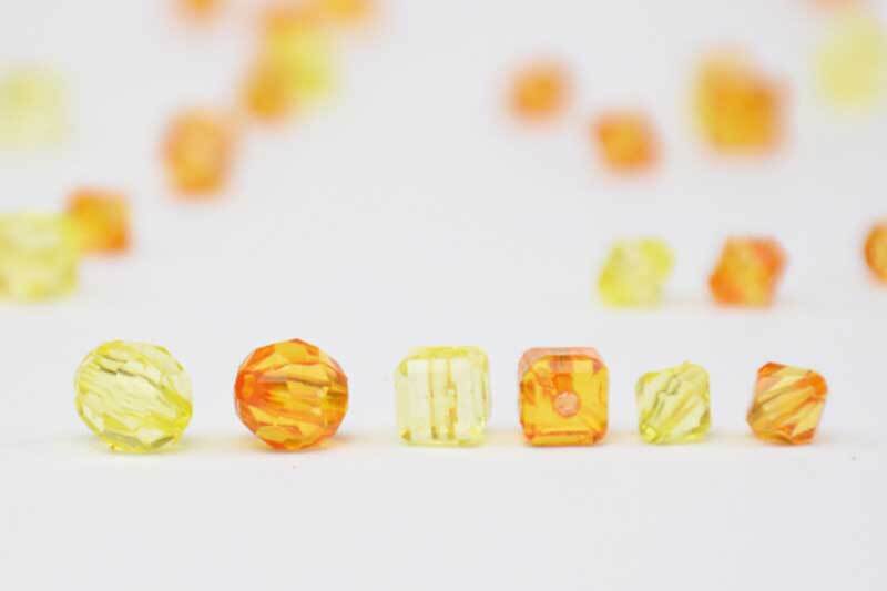M&#xE9;lange perles acryliques-env.400 pces,jaune-orang