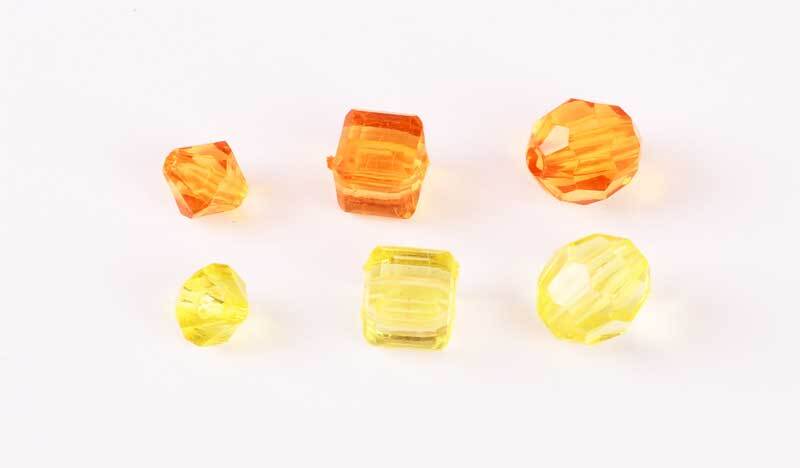 Mélange perles acryliques-env.400 pces,jaune-orang