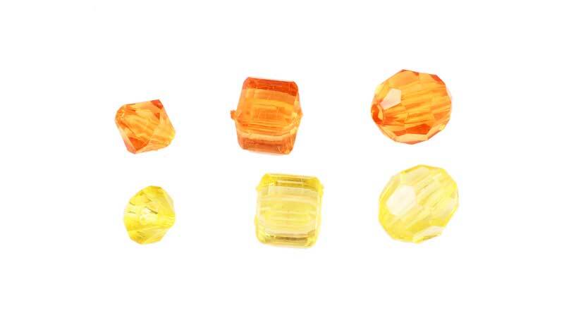 Acrylkralen mix ca. 400 stuks, geel-oranje
