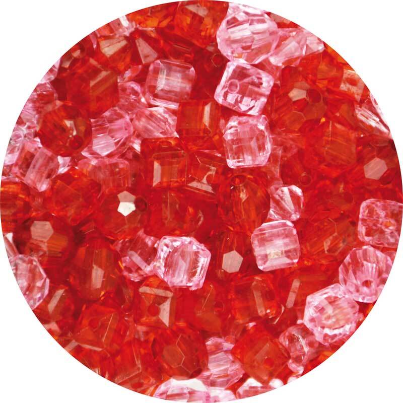 Mélange perles acryliques-env.400 pces, rouge-rose
