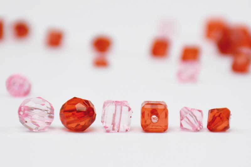 M&#xE9;lange perles acryliques-env.400 pces, rouge-rose